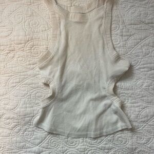 Cream Tank Top with Cut Outs